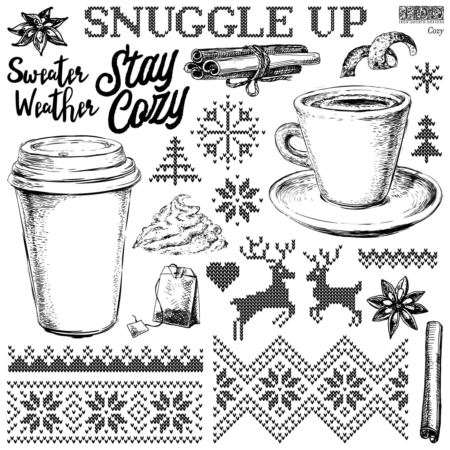 Cozy Stamp (IOD) Iron Orchid Designs- 12x12