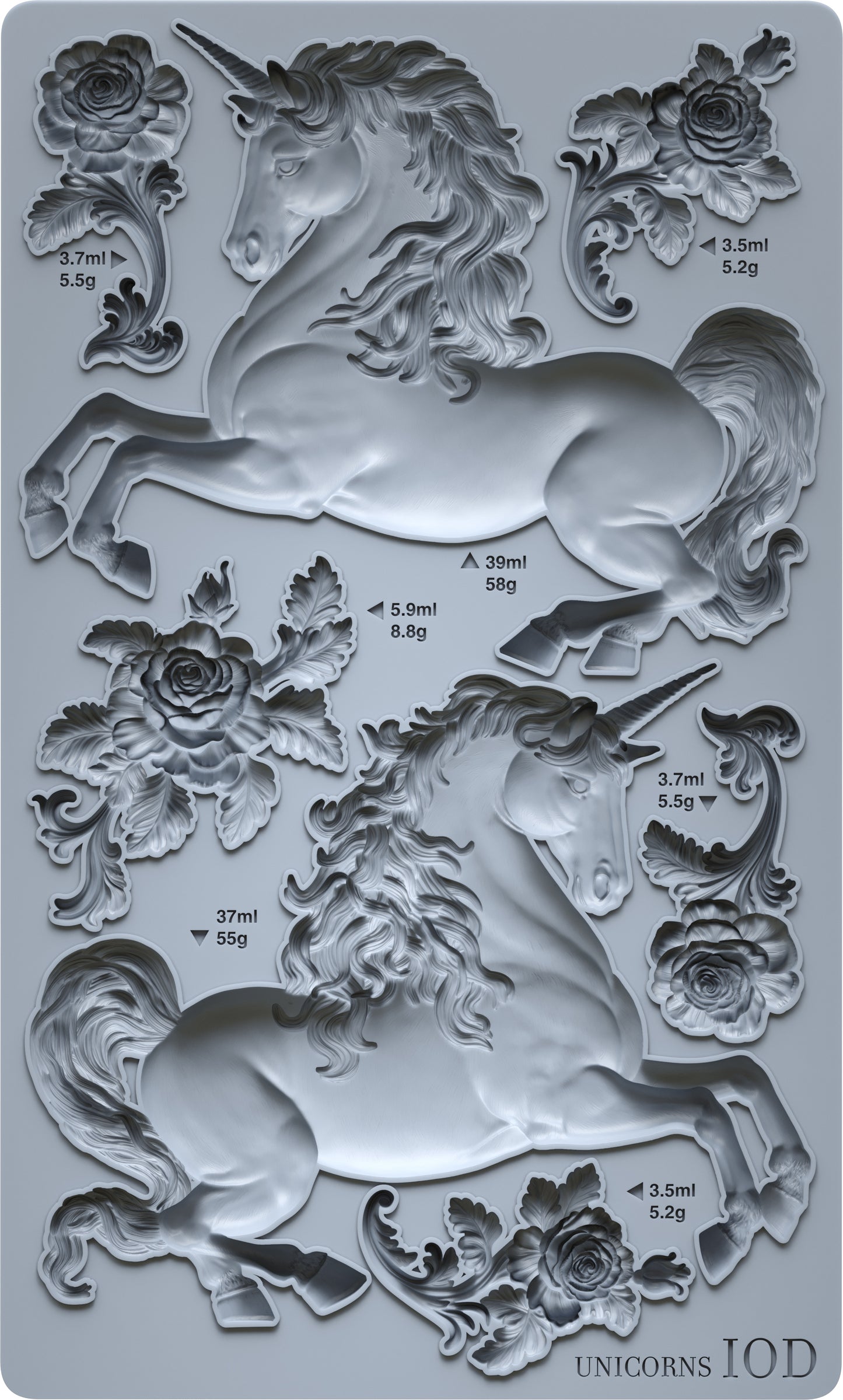 Unicorns Mould (IOD) Iron Orchid Designs- 6x10