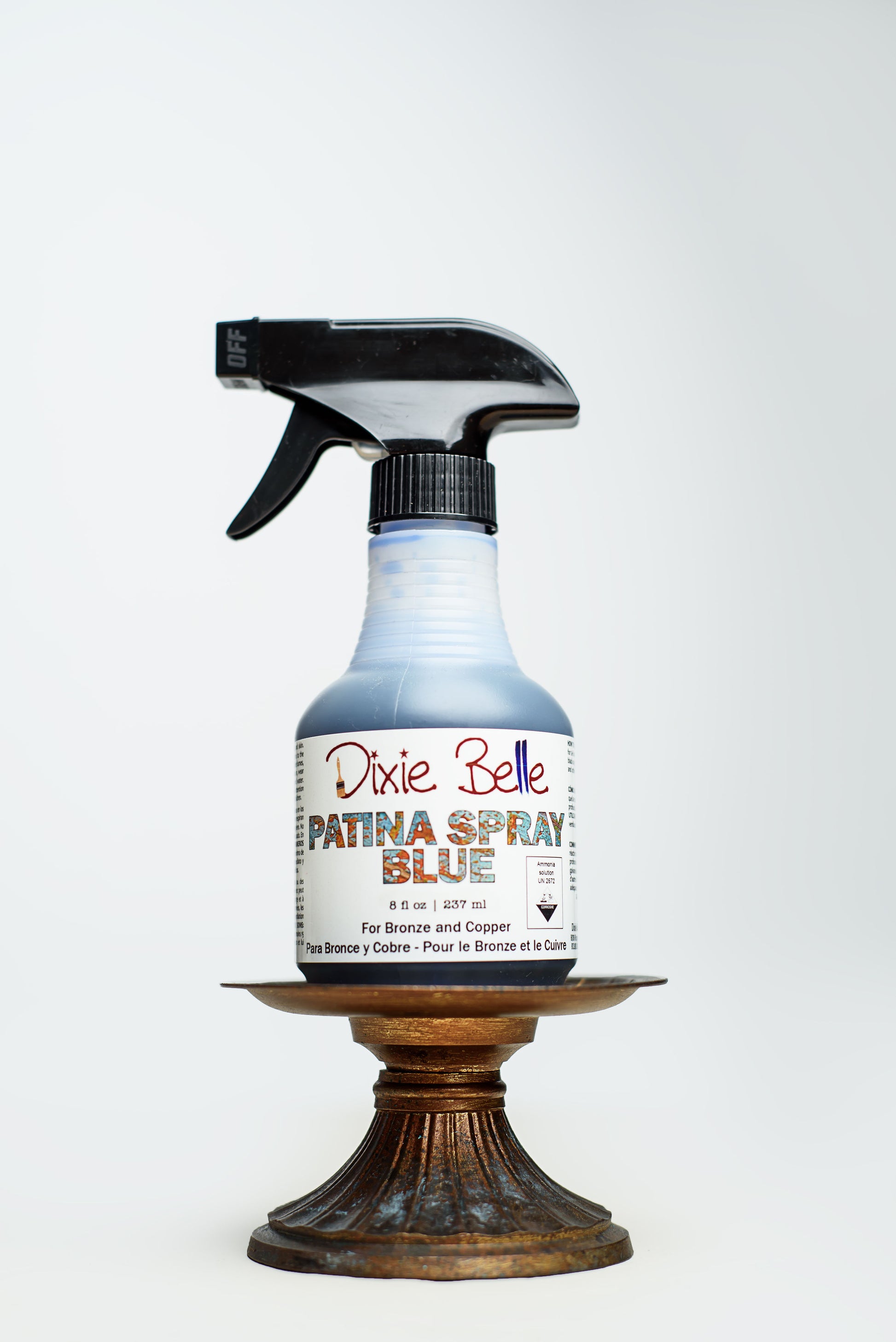 Dixie Belle Blue Patina Spray 8oz trigger spray bottle for Bronze and Copper patina finishes