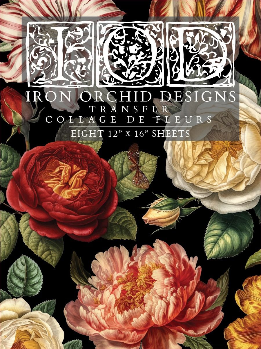 Collage de Fleurs Transfer (IOD) Iron Orchid Designs Transfer- 12x16 Pad™