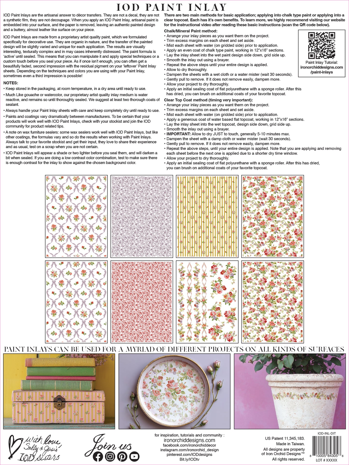 Ditsy Blooms Paint Inlay (IOD) Iron Orchid Designs– 12×16 Pad