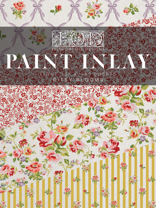 Ditsy Blooms Paint Inlay (IOD) Iron Orchid Designs– 12×16 Pad