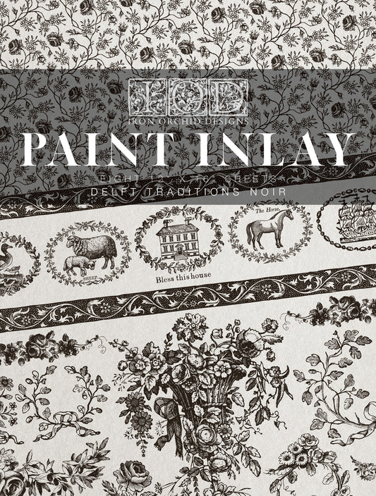 Delft Traditions Noir Paint Inlay (IOD) Iron Orchids Designs- 12×16 Pad