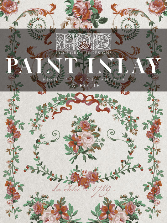 La Folie Paint Inlay (IOD) Iron Orchid Designs– 12×16 Pad
