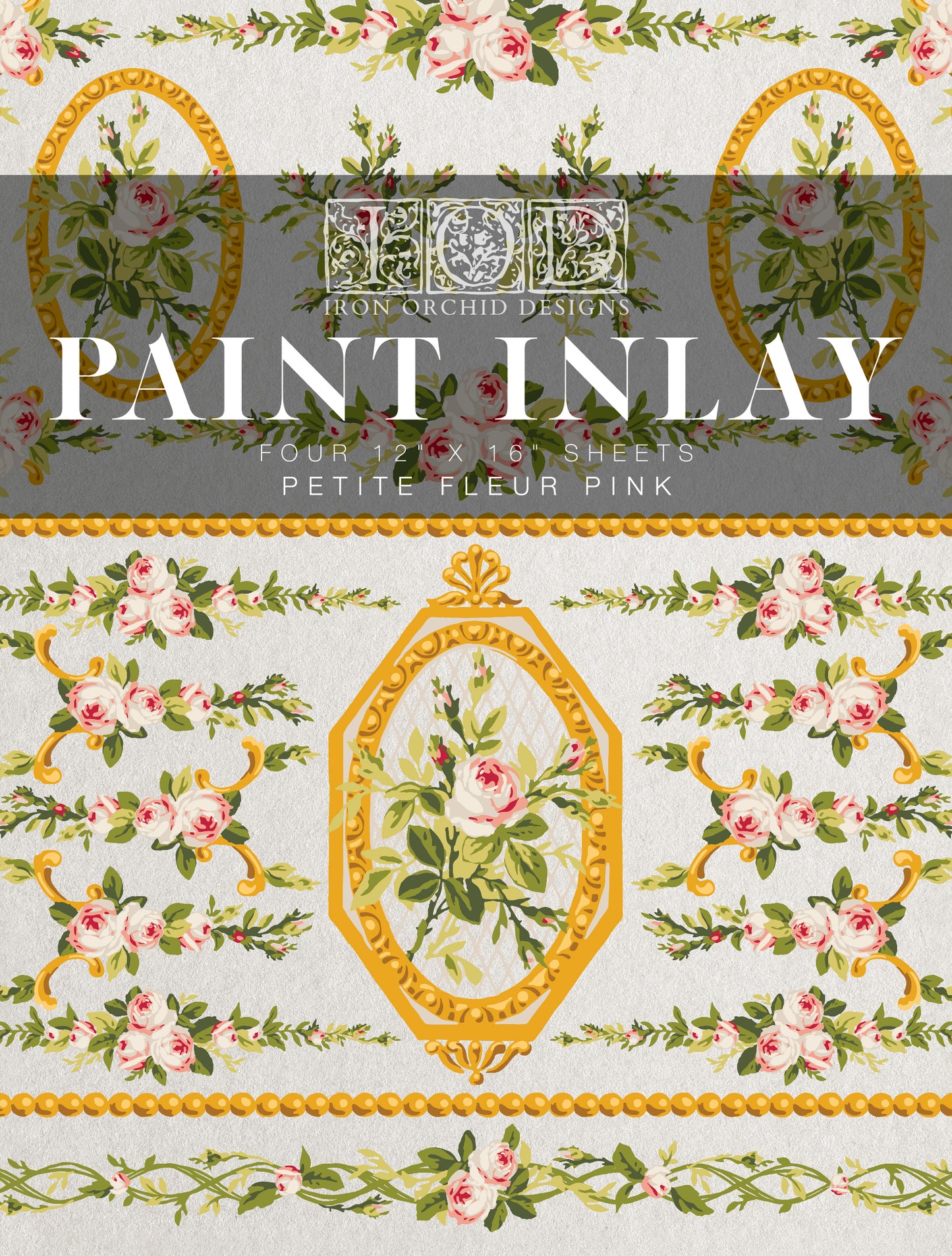 Petite Fleur Pink Paint Inlay (IOD) Iron Orchid Designs- 12x16 Pad