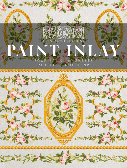 Petite Fleur Pink Paint Inlay (IOD) Iron Orchid Designs- 12x16 Pad