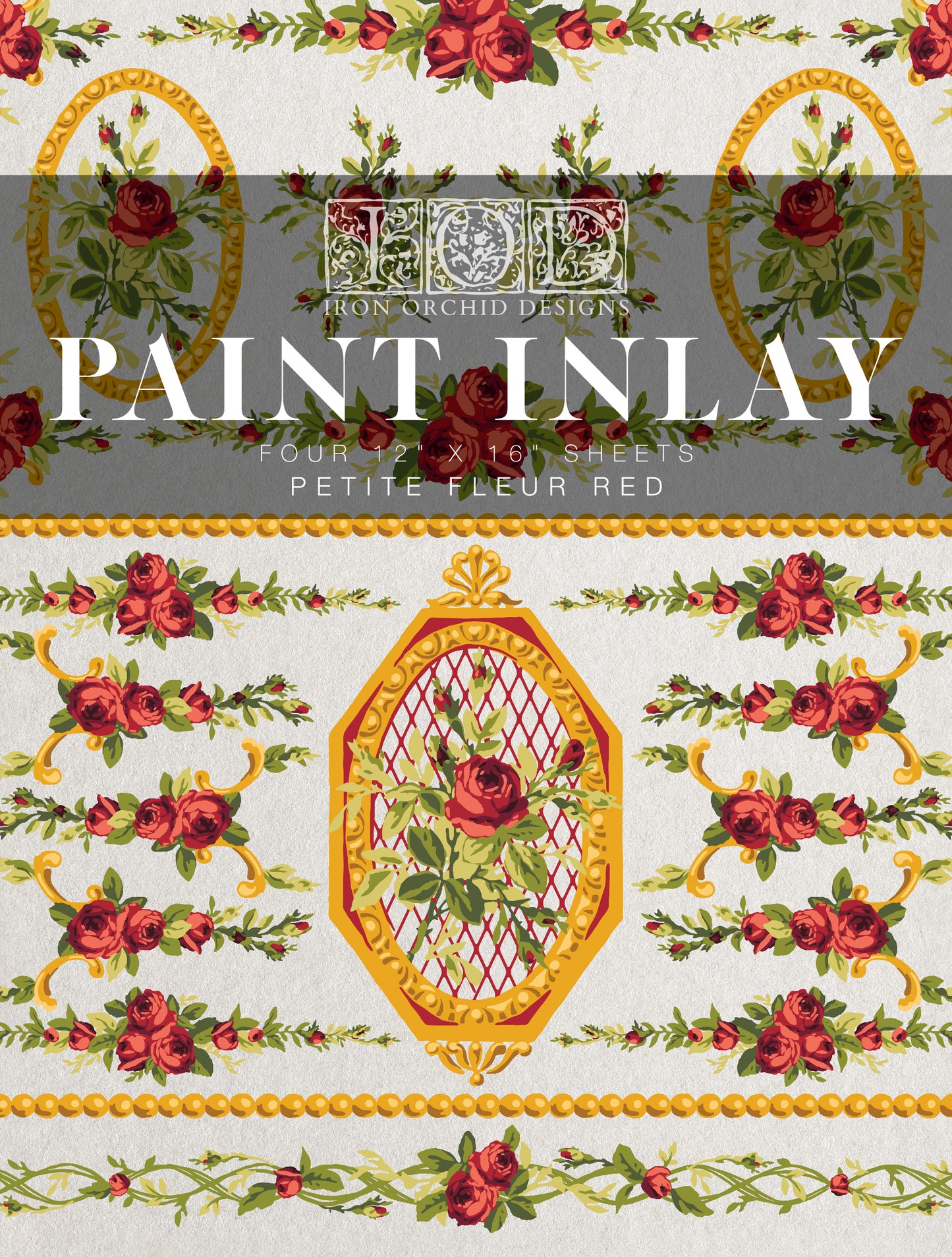 Petite Fleur Red Paint Inlay (IOD) Iron Orchid Designs- 12x16 Pad