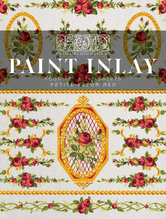 Petite Fleur Red Paint Inlay (IOD) Iron Orchid Designs- 12x16 Pad