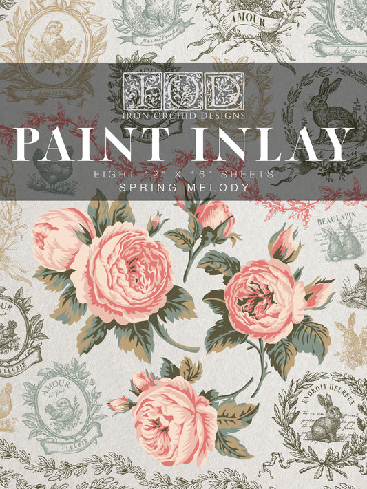 Spring Melody Paint Inlay (IOD) Iron Orchid Designs- 12x16 Pad