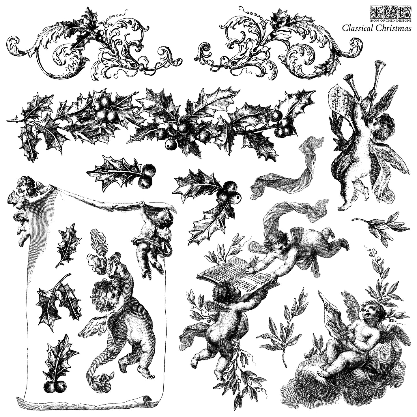 Classical Christmas Stamp (IOD) Iron Orchid Designs- 12x12