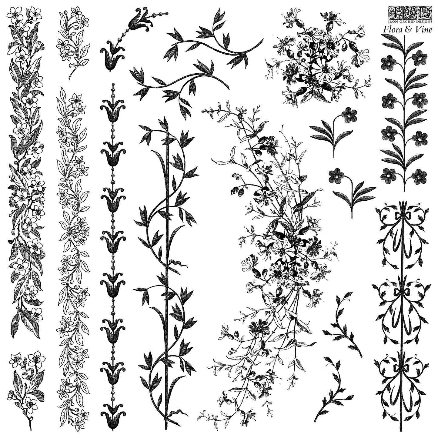 Flora & Vine Stamp (IOD) Iron Orchid Designs- 12x12