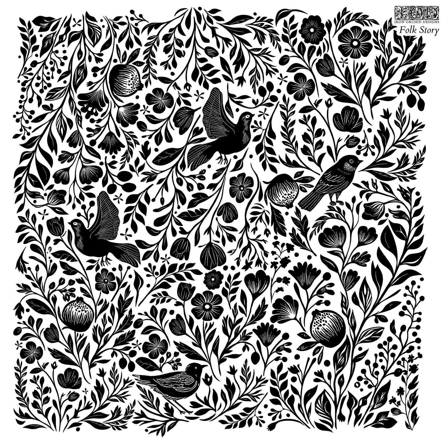 Folk Story Stamp (IOD) Iron Orchid Designs- 12x12