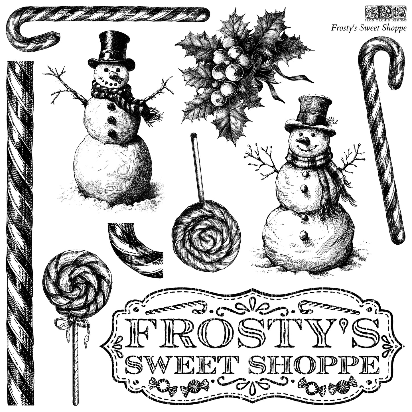 Frosty's Sweet Shoppe Stamp (IOD) Iron Orchid Designs- 12x12