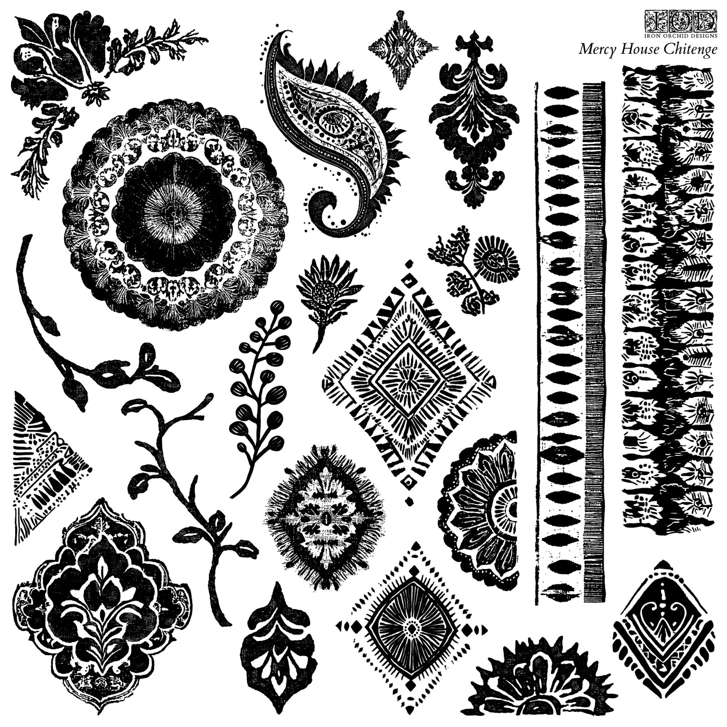 Mercy House Chitenge Stamp (IOD) Iron Orchid Designs- 12x12