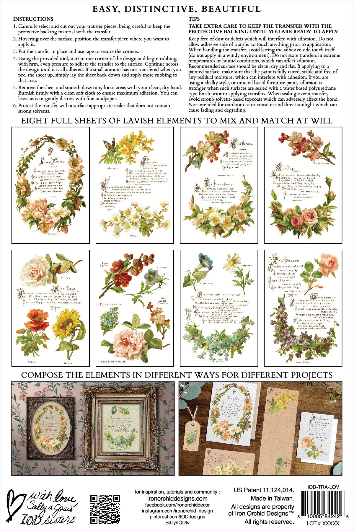 Lover of Flowers Transfer (IOD) Iron Orchid Designs- 8x12 Pad
