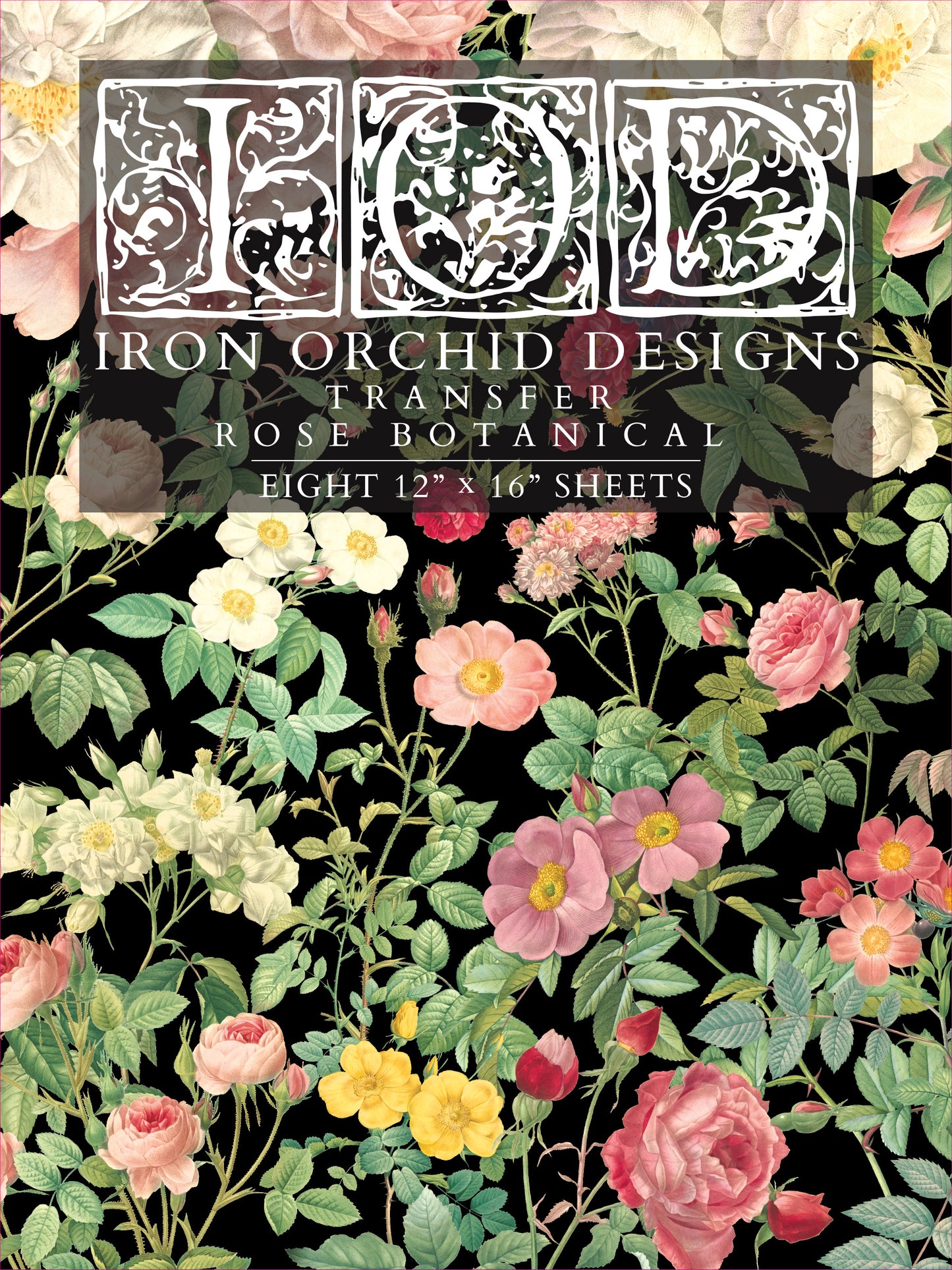 Rose Botanical Transfer (IOD) Iron Orchid Designs- 12x16 Pad