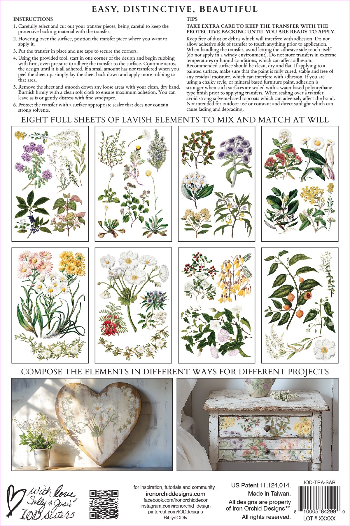 Sarah Featon's Botanicals Transfer (IOD) Iron Orchid Designs- 8x12 Pad