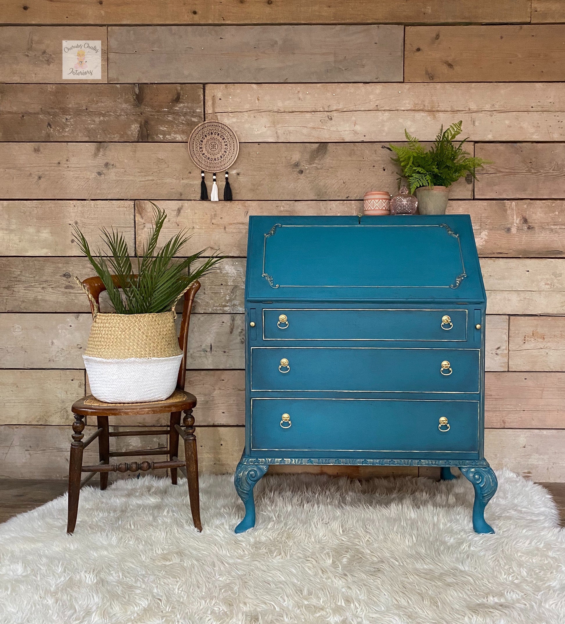 Dixie Belle Antebellum Blue Chalk Mineral Paint teal blue furniture paint for DIY projects Cherub Chalk