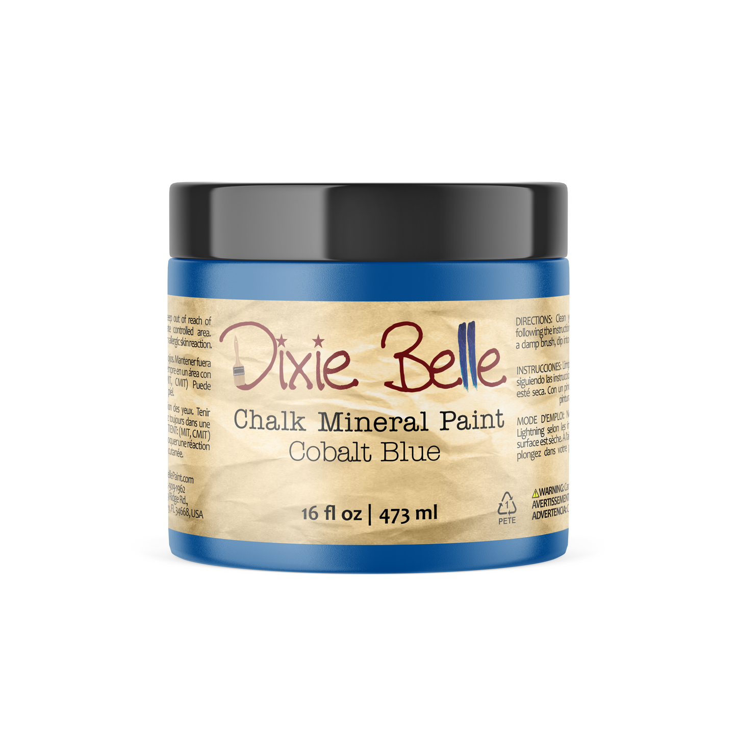 Dixie Belle Cobalt Blue Chalk Mineral Paint in rich blue furniture paint for DIY makeovers and home décor projects 16oz