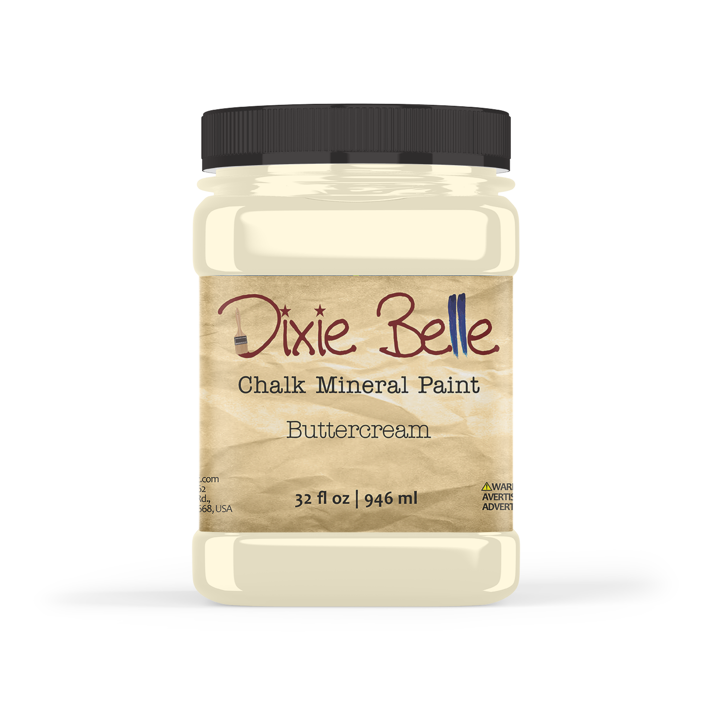 Dixie Belle Buttercream Chalk Mineral Paint in a soft creamy yellow shade for furniture makeovers and DIY painting projects 32oz