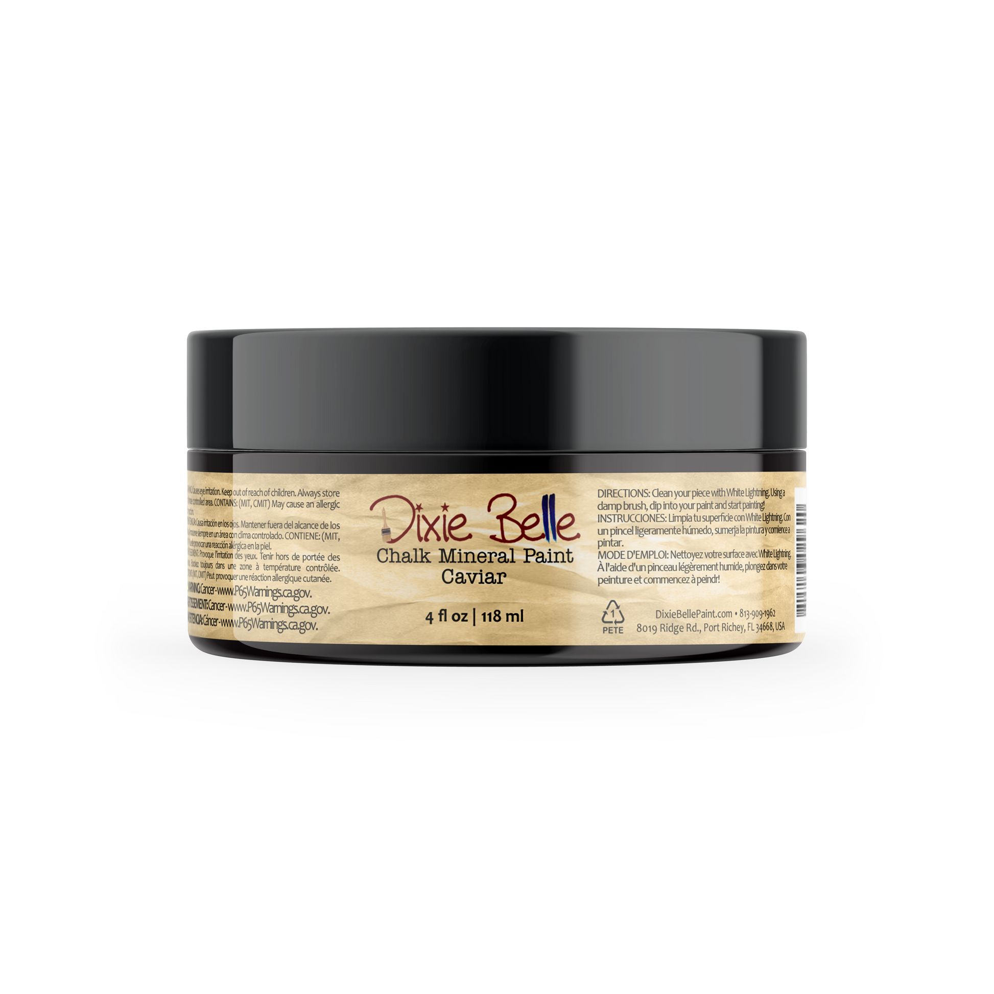 Dixie Belle Caviar Chalk Mineral Paint in rich black furniture paint for DIY makeovers and home décor projects 4oz
