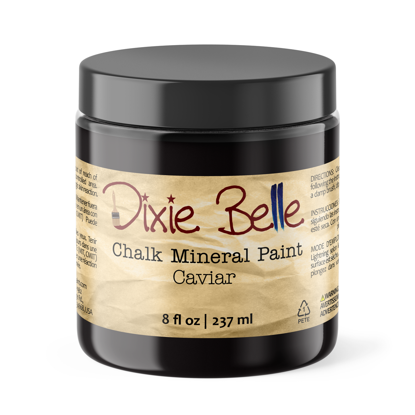 Dixie Belle Caviar Chalk Mineral Paint in rich black furniture paint for DIY makeovers and home décor projects 8oz
