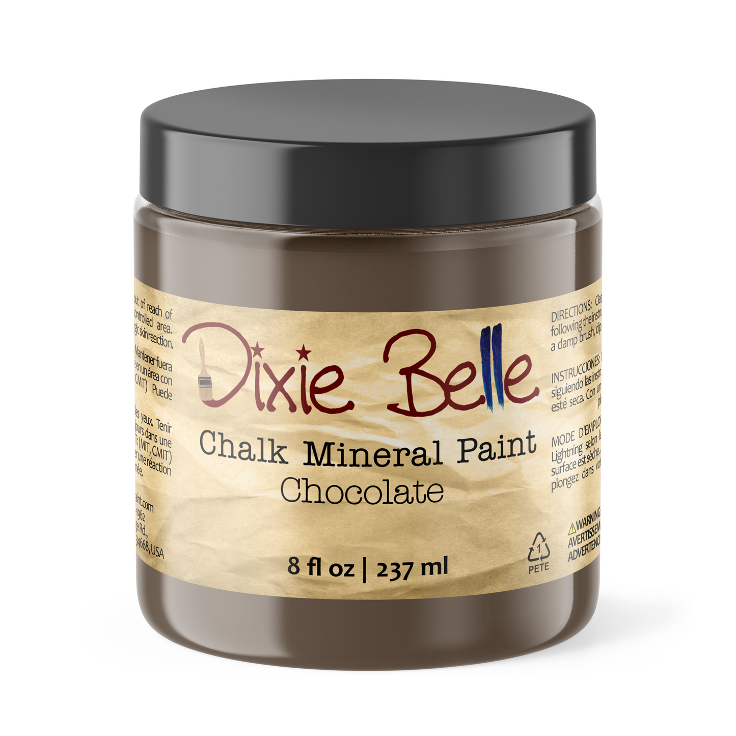 Dixie Belle Chocolate Chalk Mineral Paint in rich brown furniture paint for DIY makeovers and home décor projects 8oz