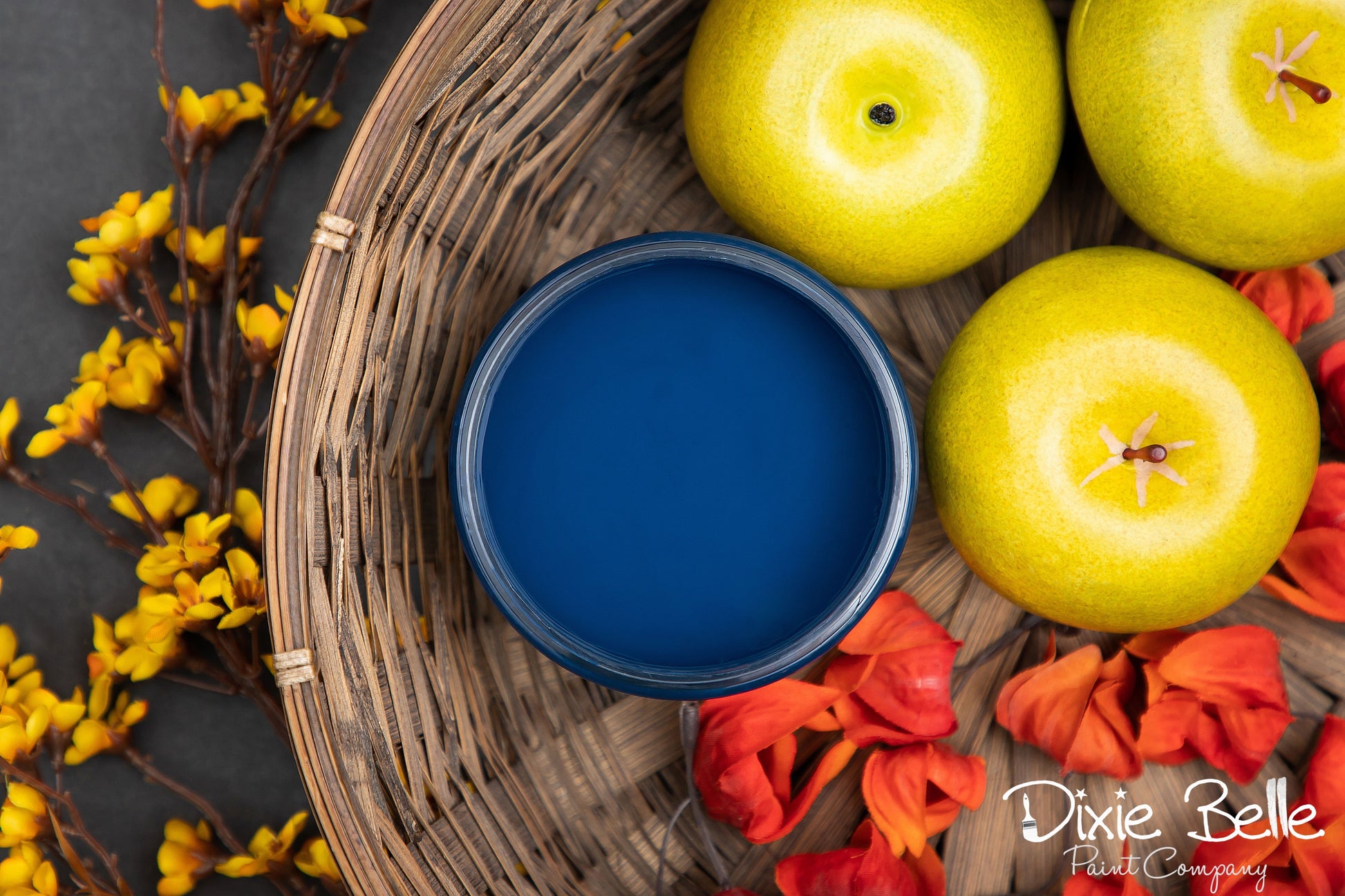 Dixie Belle Bunker Hill Blue Chalk Mineral Paint in a rich blue shade for furniture and home décor