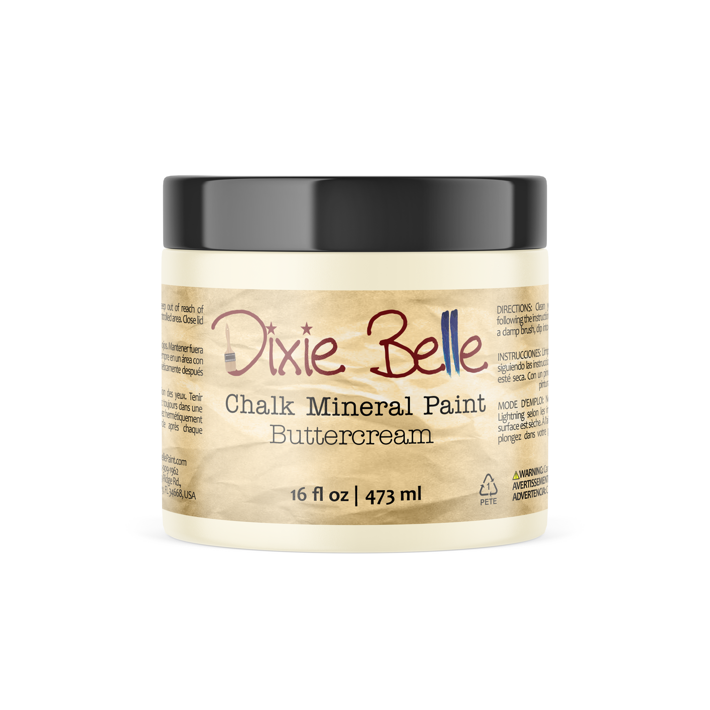 Dixie Belle Buttercream Chalk Mineral Paint in a soft creamy yellow shade for furniture makeovers and DIY painting projects 16oz