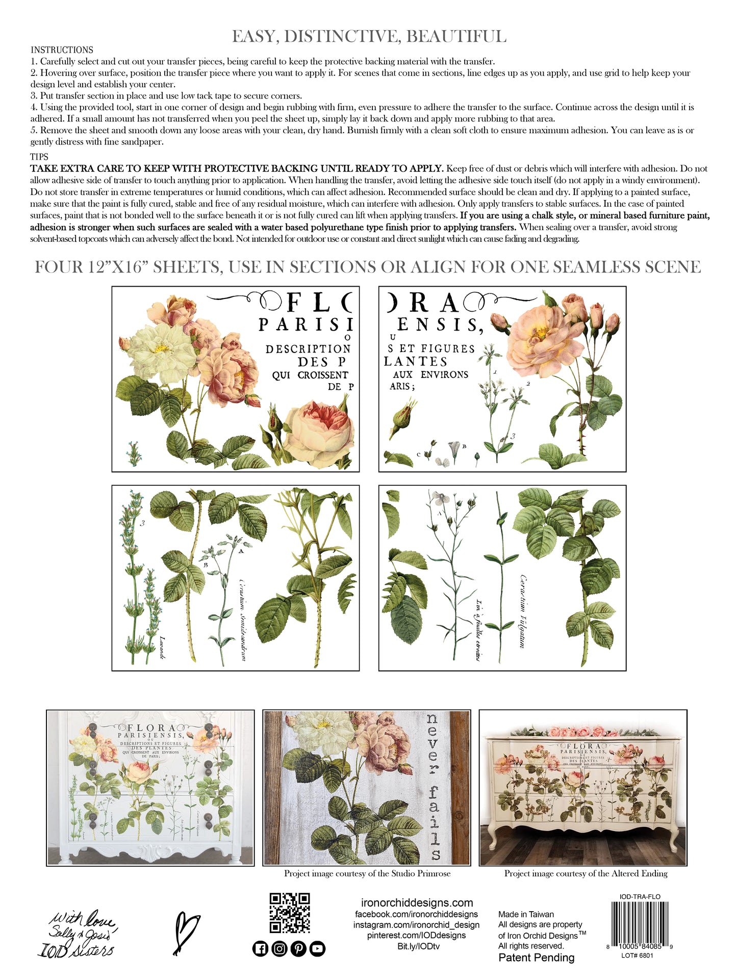 Flora Parisiensis Transfer (IOD) Iron Orchid Designs- 24×33 Pad