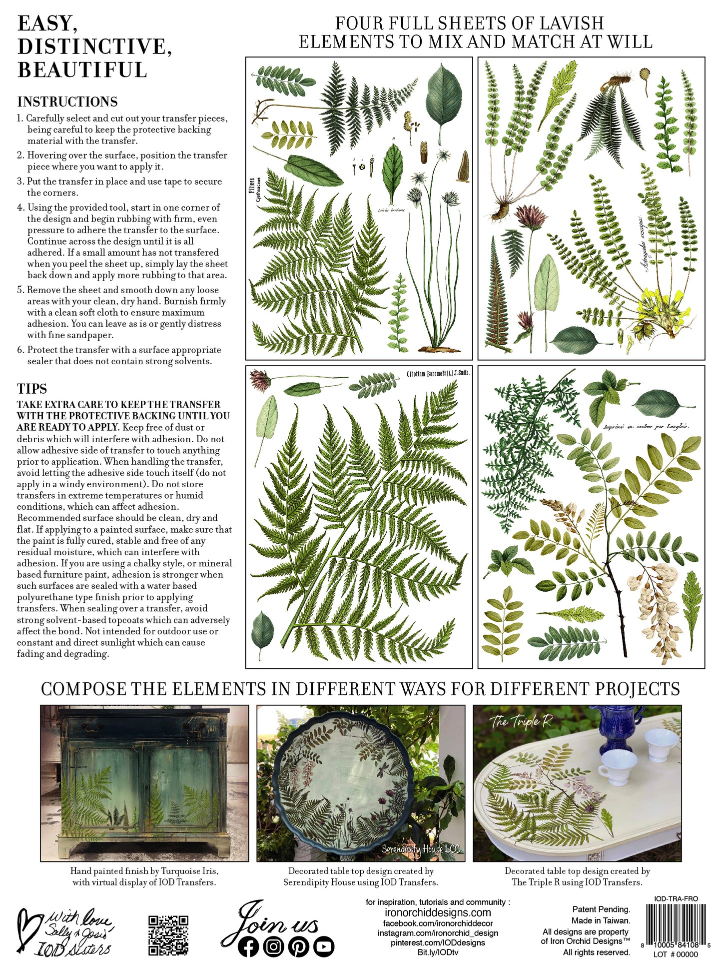 Fronds Botanical Transfer (IOD) Iron Orchid Designs- 24×33 Pad