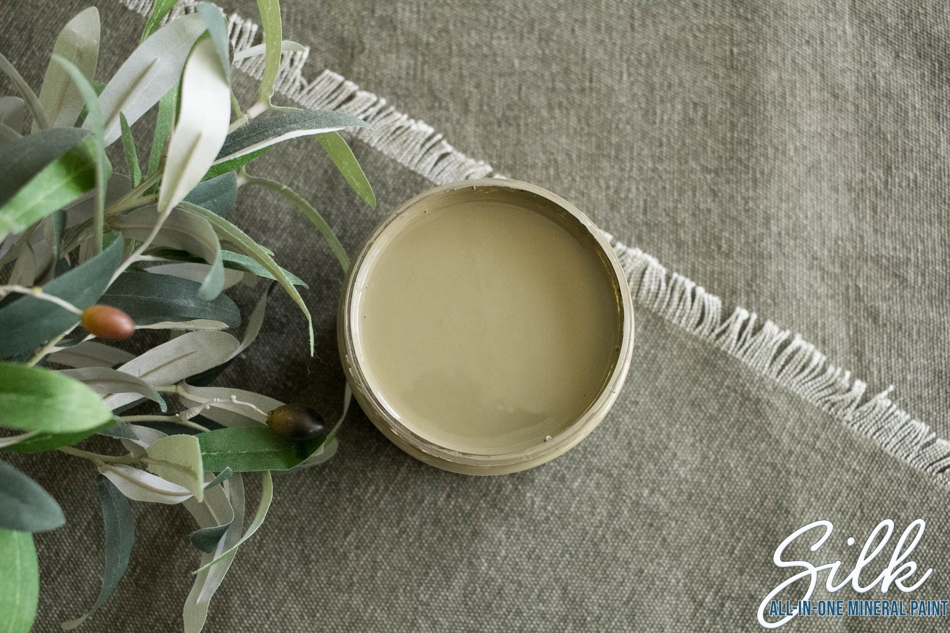 Hampton Olive Dixie Belle Silk All-In-One Mineral Paint in soft warm khaki olive