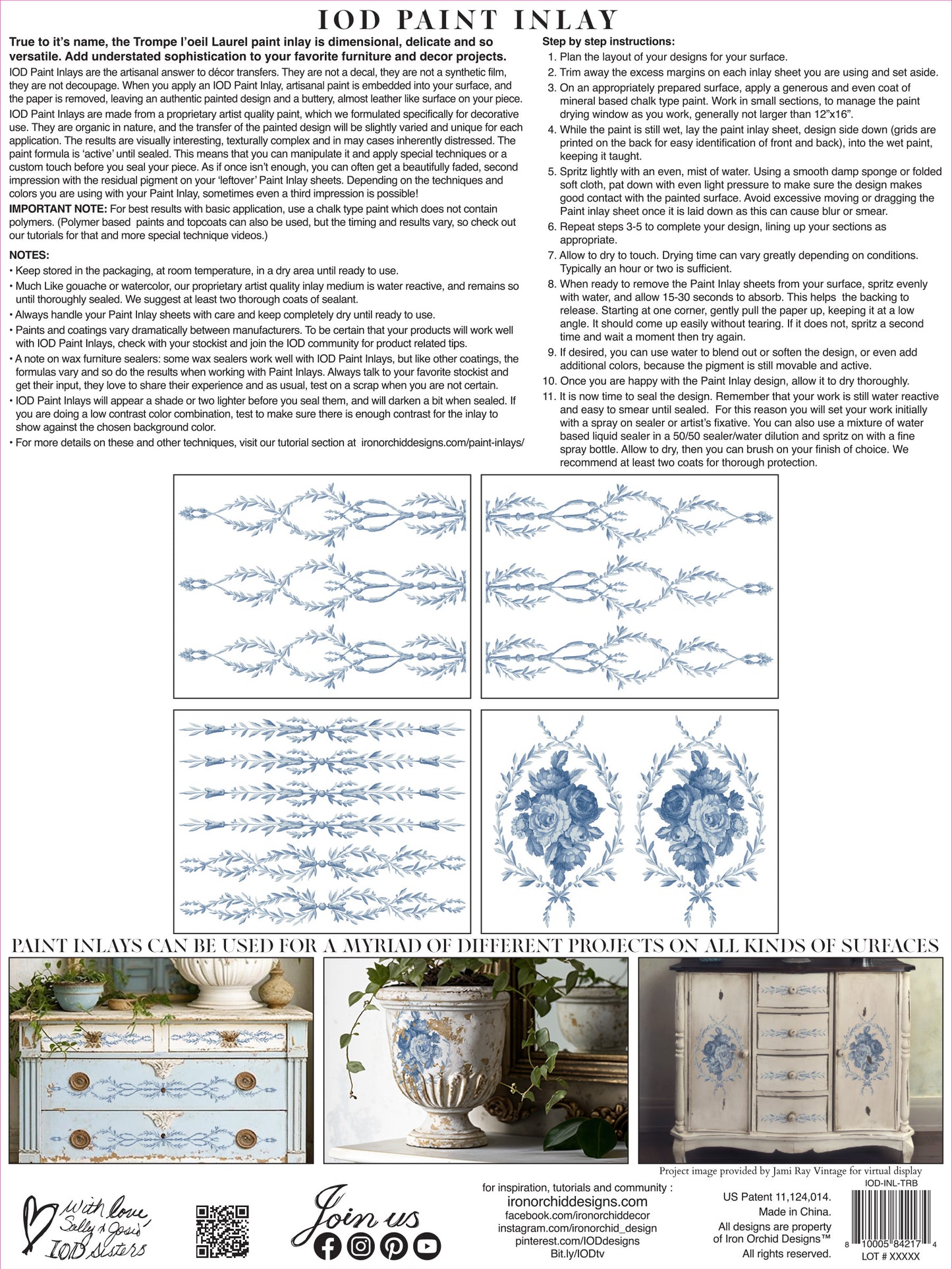 Trompe l'Oeil Bleu Paint Inlay (IOD) Iron Orchid Designs- 12x16 Pad