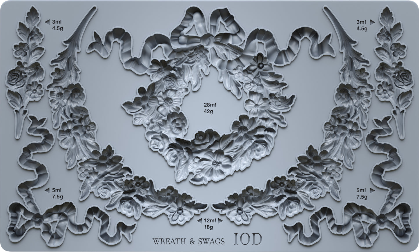 Wreath & Swags Mould (IOD) Iron Orchid Designs- 6x10