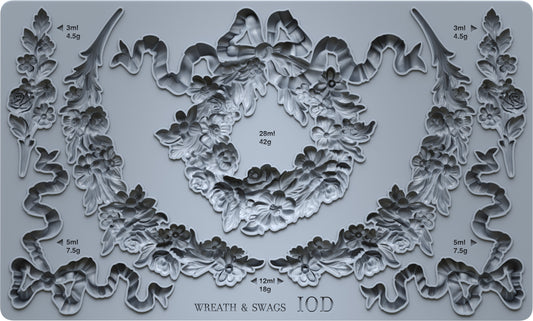 Wreath & Swags Mould (IOD) Iron Orchid Designs- 6x10