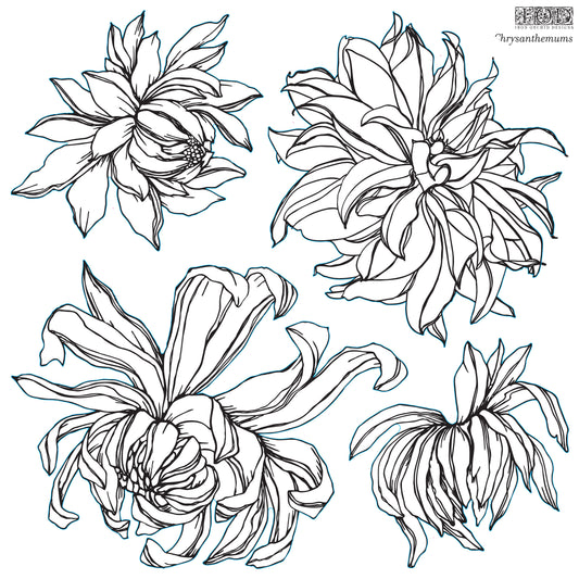 Chrysanthemums Stamp (IOD) Iron Orchid Designs- 12x12