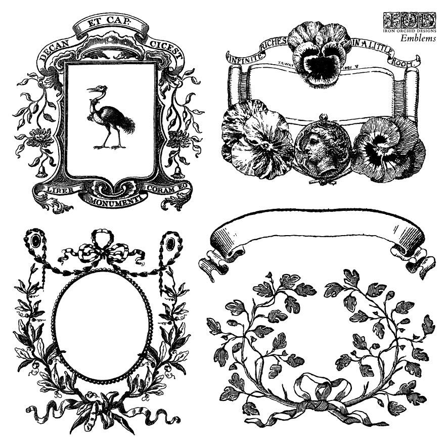 Emblems Stamp (IOD) Iron Orchid Designs- 6x6