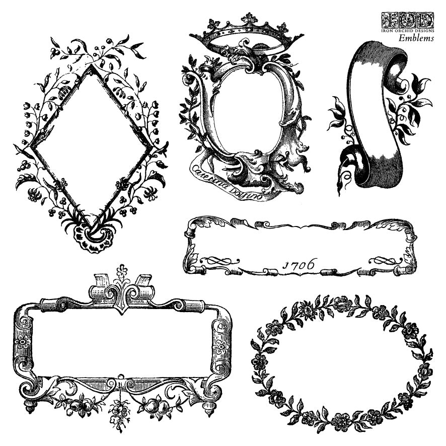 Emblems Stamp (IOD) Iron Orchid Designs- 6x6