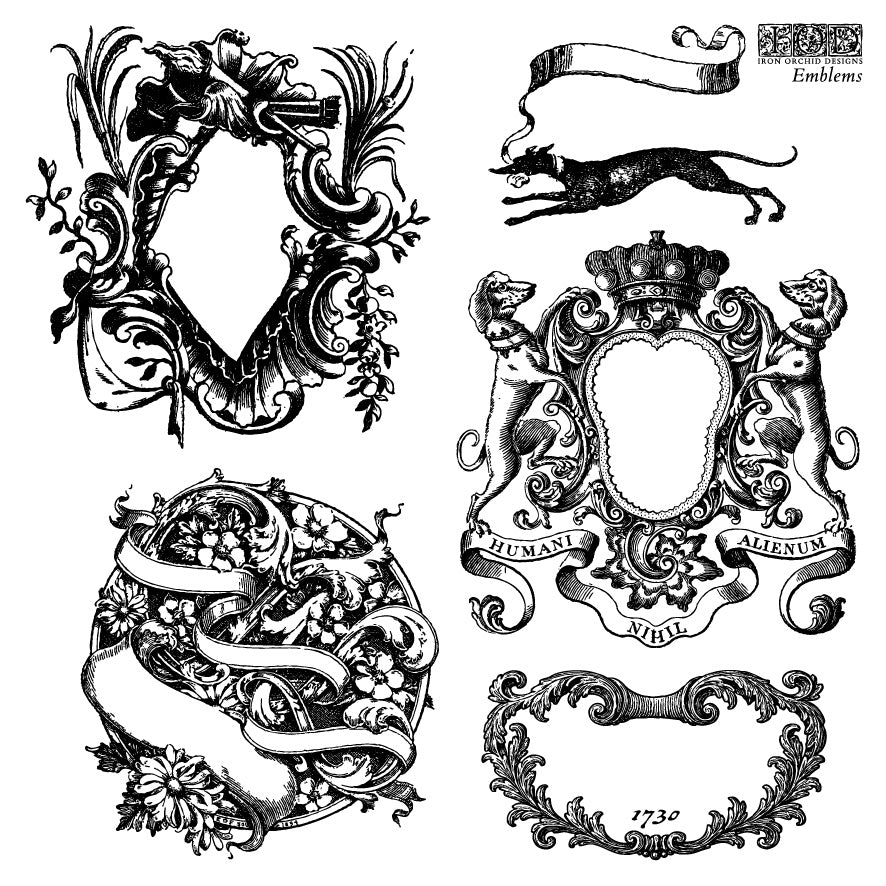 Emblems Stamp (IOD) Iron Orchid Designs- 6x6