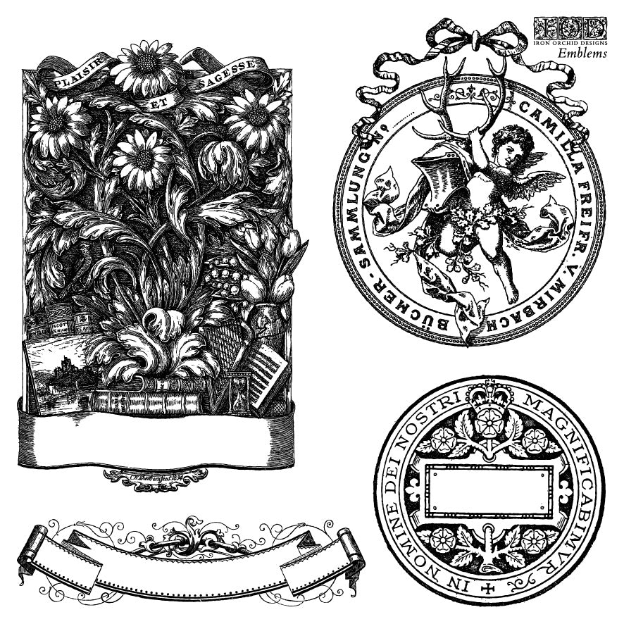 Emblems Stamp (IOD) Iron Orchid Designs- 6x6