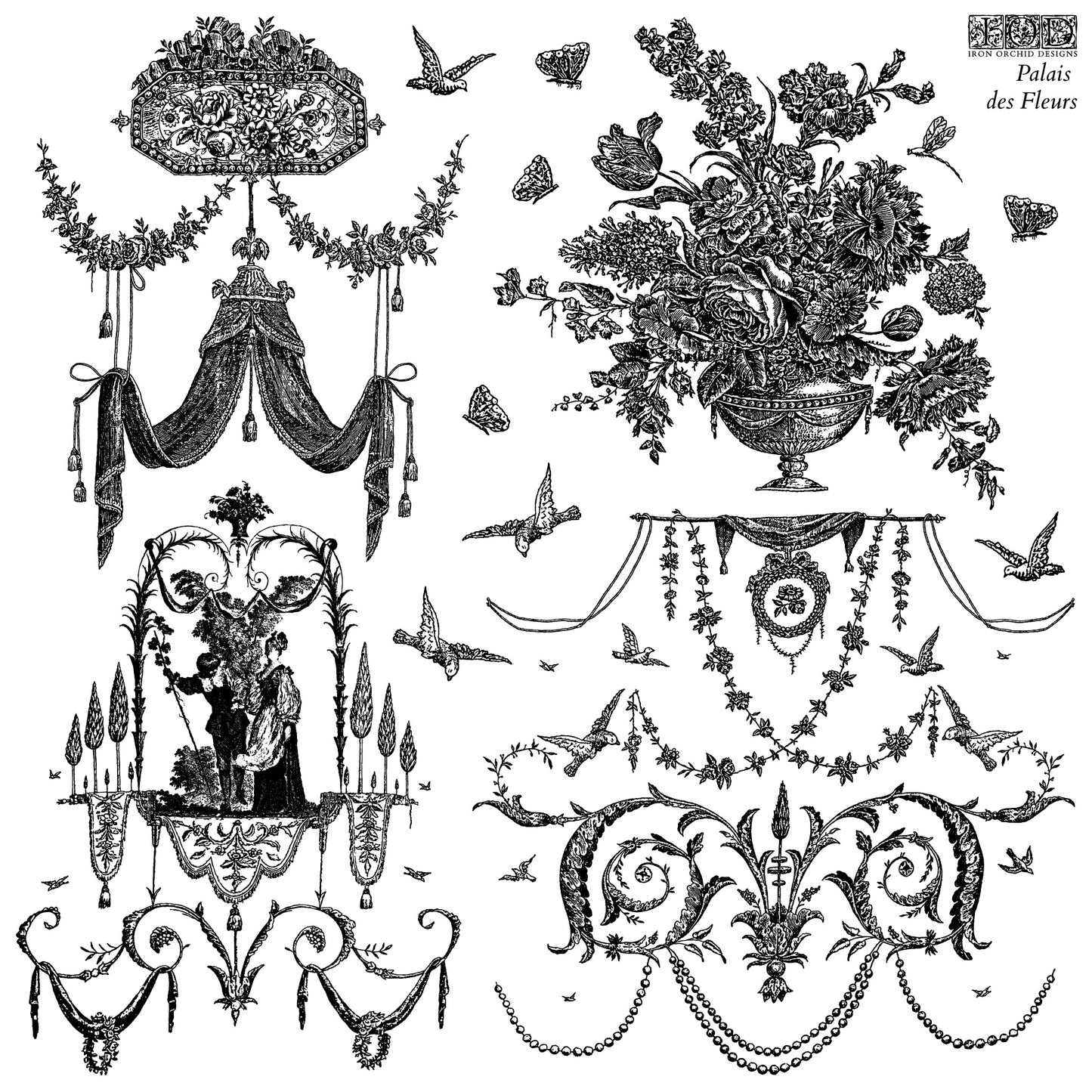 Palais des Fleurs Stamp (IOD) Iron Orchid Designs- 12x12