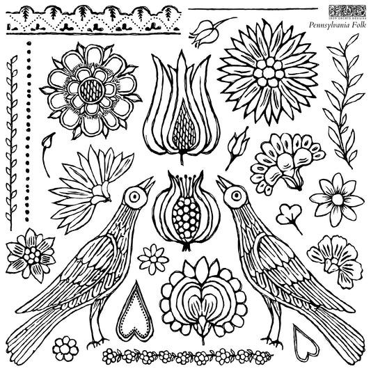 Pennsylvania Folk Stamp (IOD) Iron Orchid Designs- 12x12