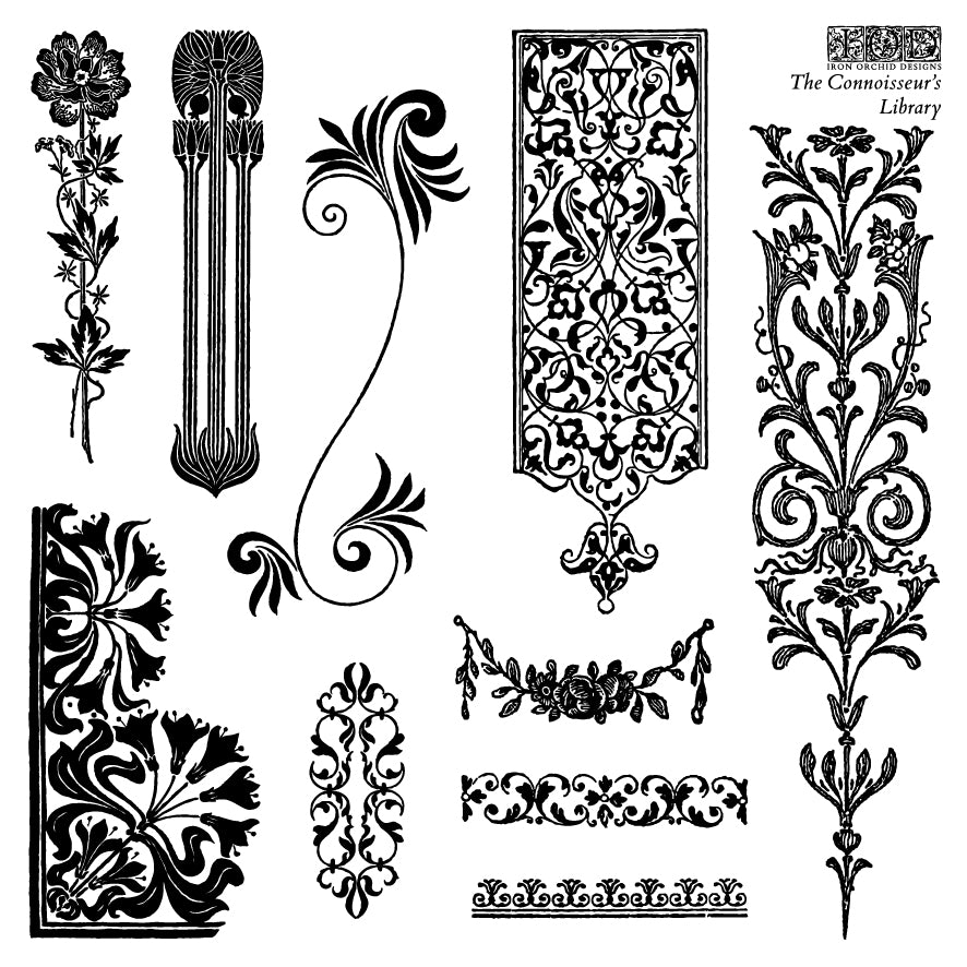 The Connoisseur's Library Labels Stamp (IOD) Iron Orchid Designs- 6x6