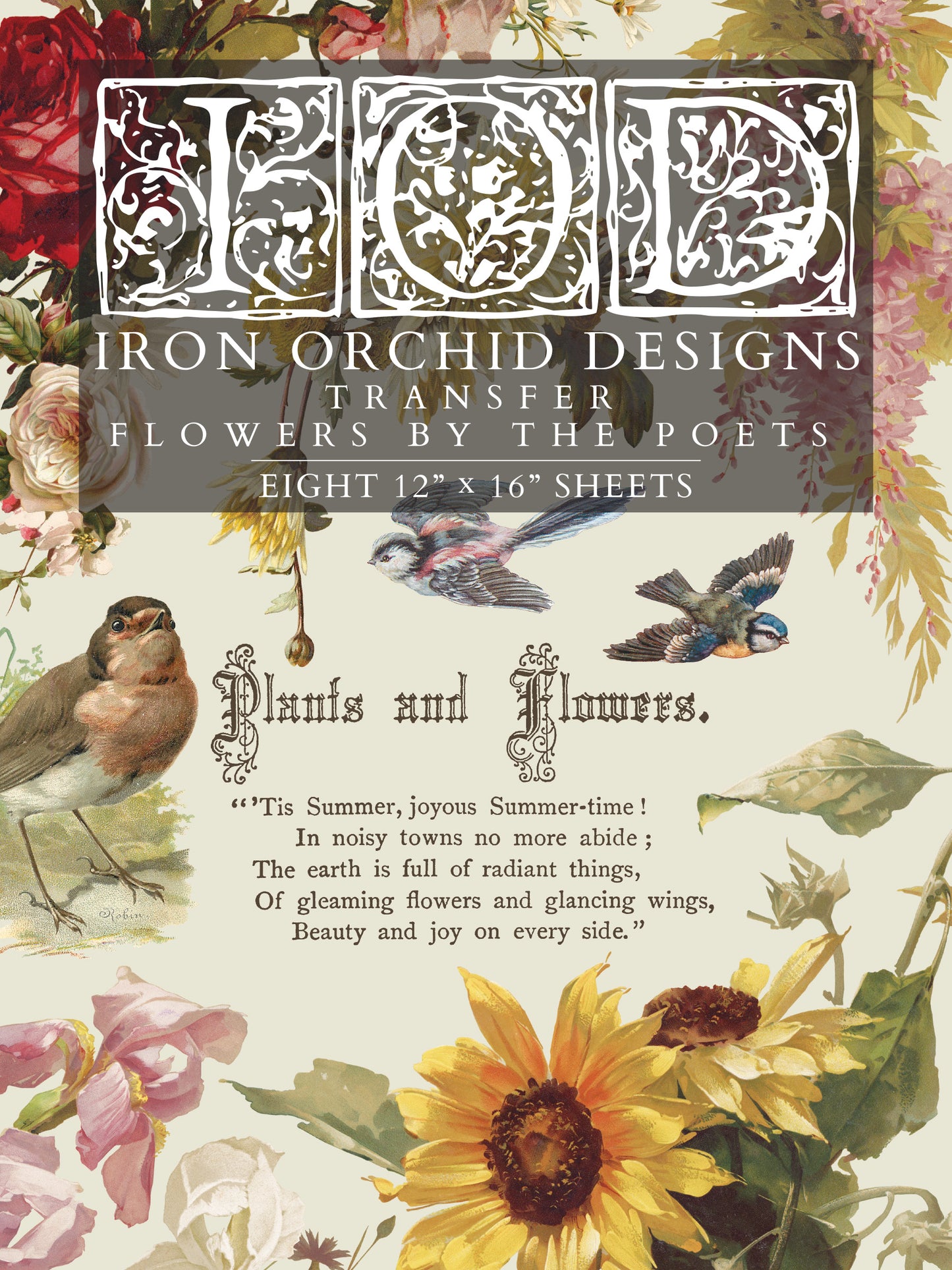 Flowers by the Poets Transfer (IOD) Iron Orchid Designs- 12x16 Pad