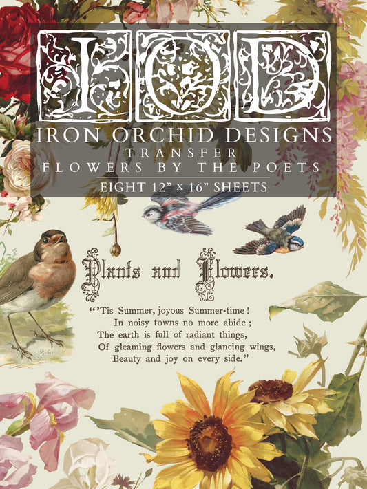 Flowers by the Poets Transfer (IOD) Iron Orchid Designs- 12x16 Pad