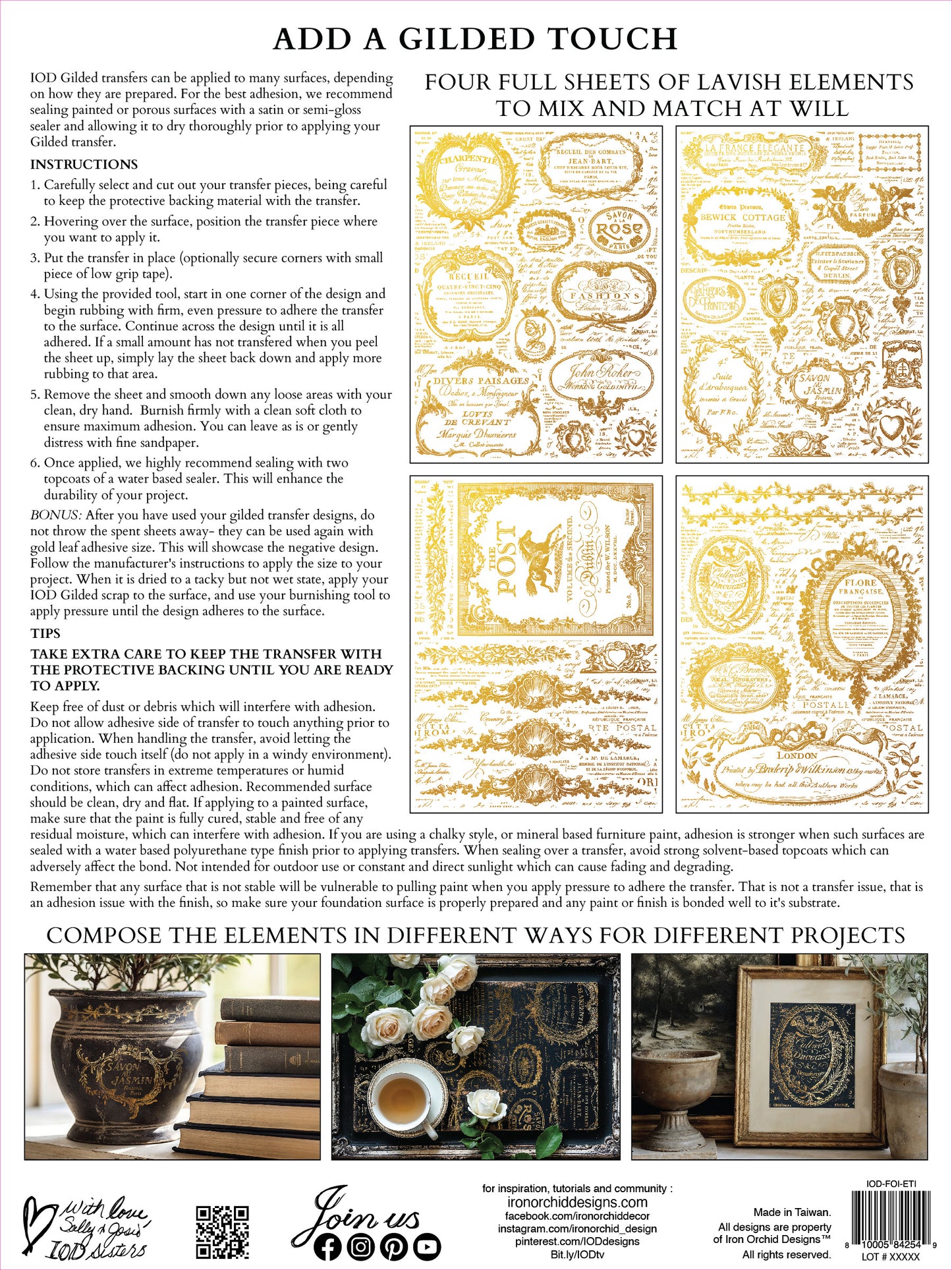 Étiquettes Foil Transfer (IOD) Iron Orchid Designs– 12×16 Pad