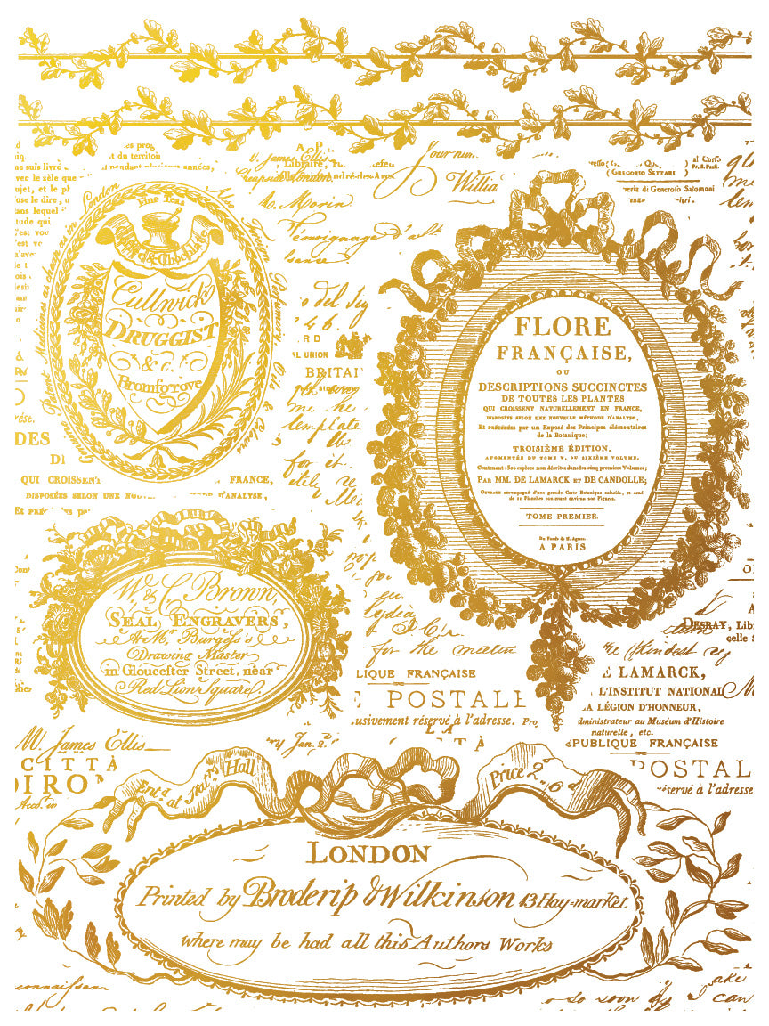 Étiquettes Foil Transfer (IOD) Iron Orchid Designs– 12×16 Pad