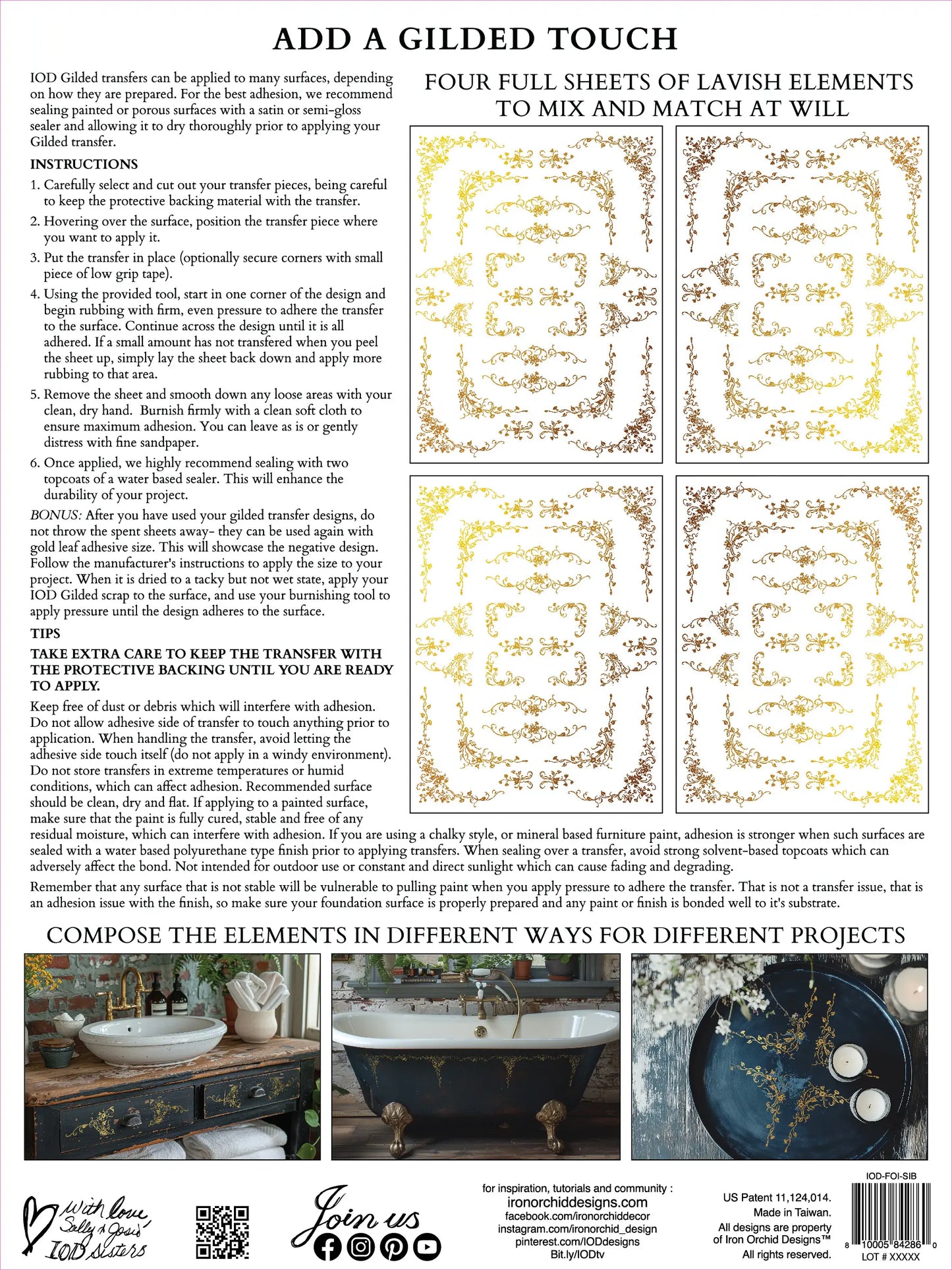 Si Belle Gilded Transfer (IOD) Iron Orchid Designs– 12×16 Pad