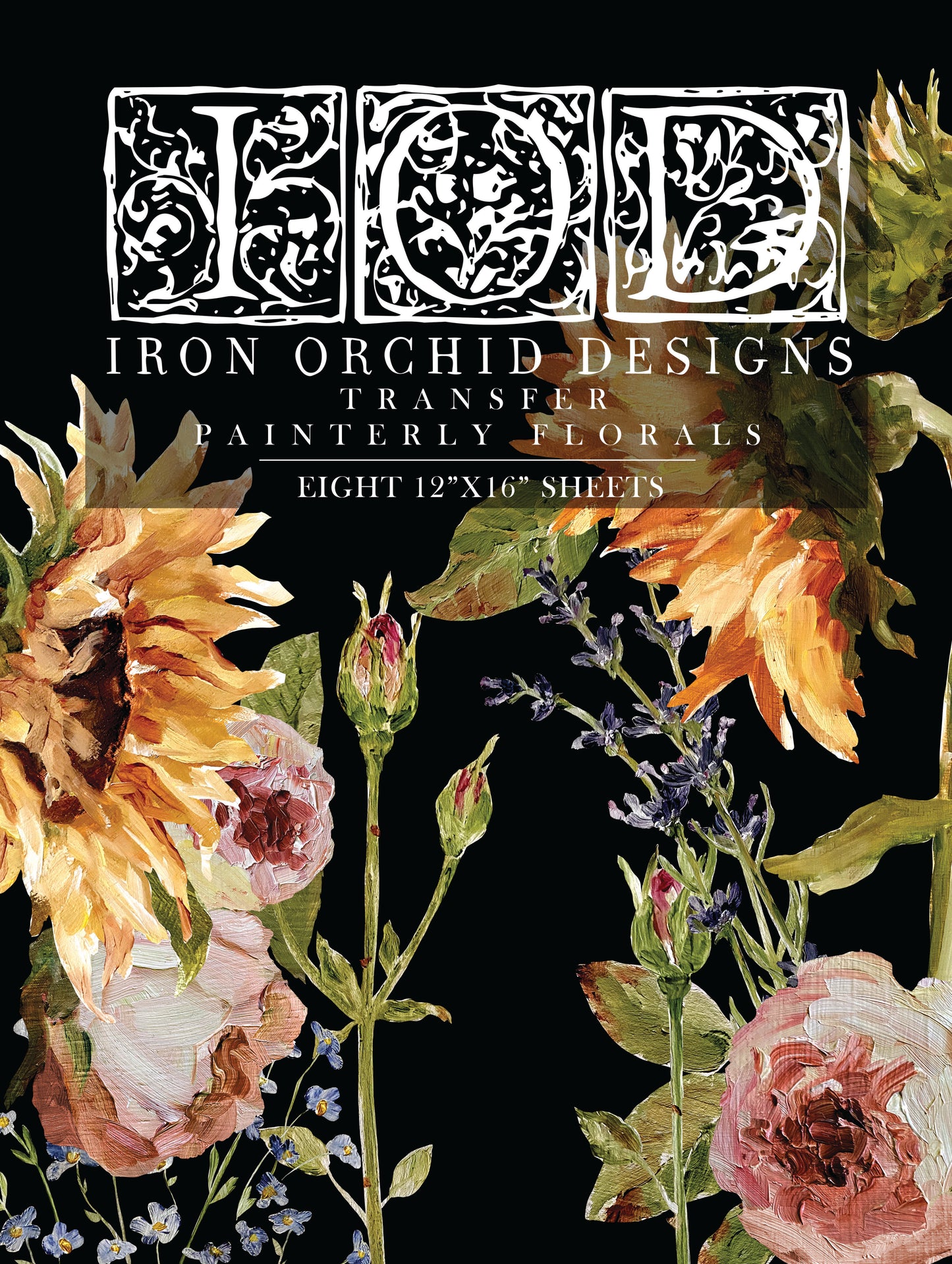 Painterly Florals Transfer (IOD) Iron Orchid Designs- 12x16 Pad