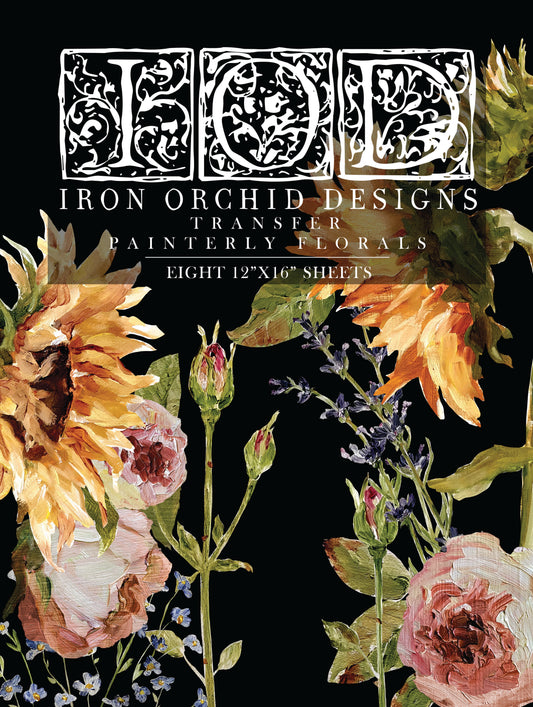 Painterly Florals Transfer (IOD) Iron Orchid Designs- 12x16 Pad